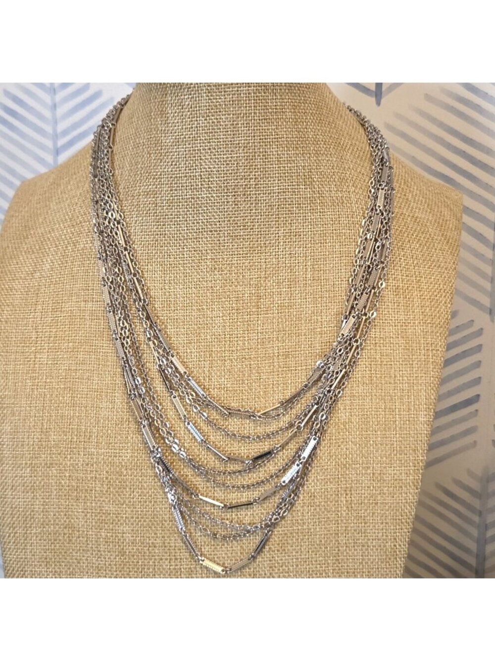 Sarah Coventry Vintage Multi Strand Rhodium Plated Silver 22" Necklace
